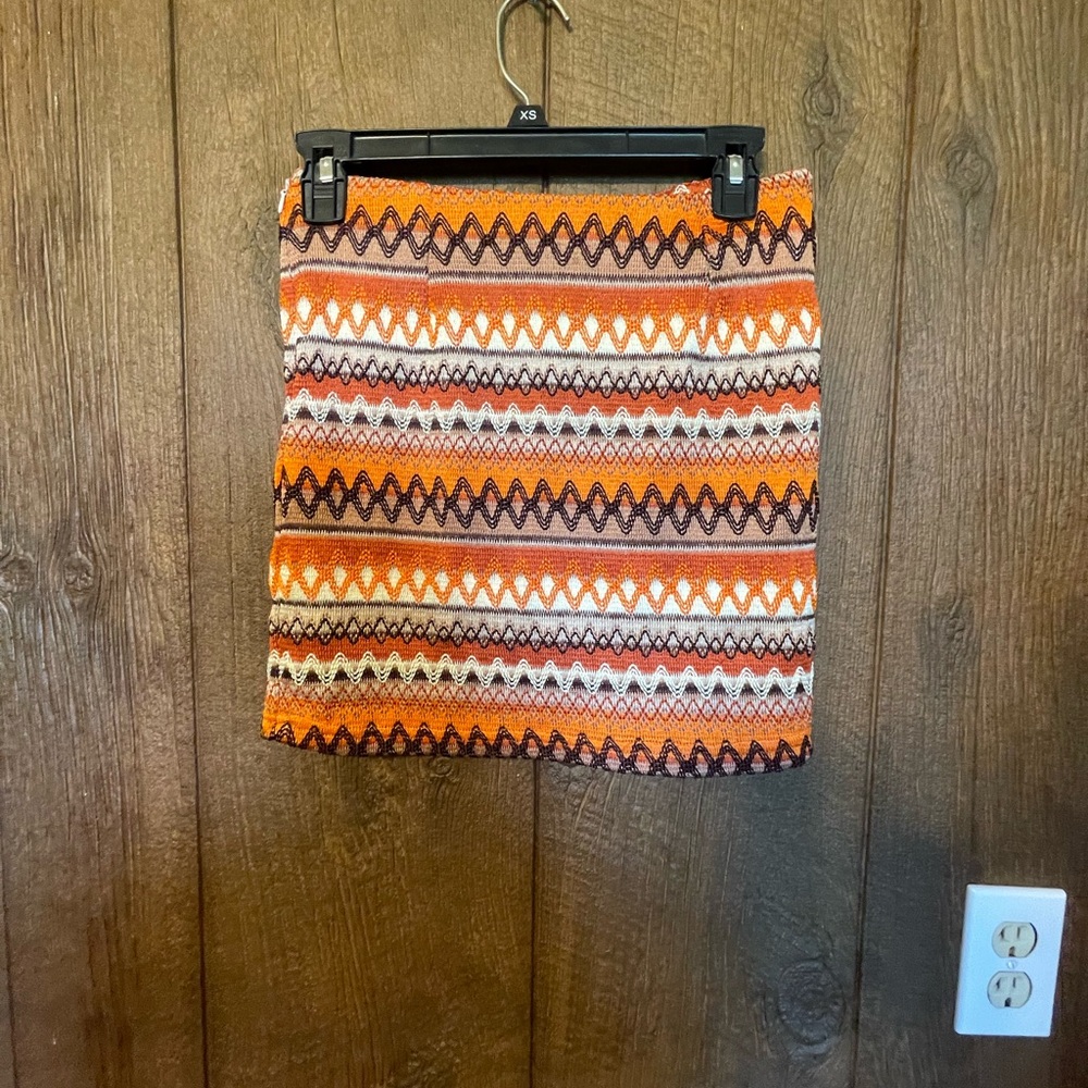 Orange Patterned Women's Skirt